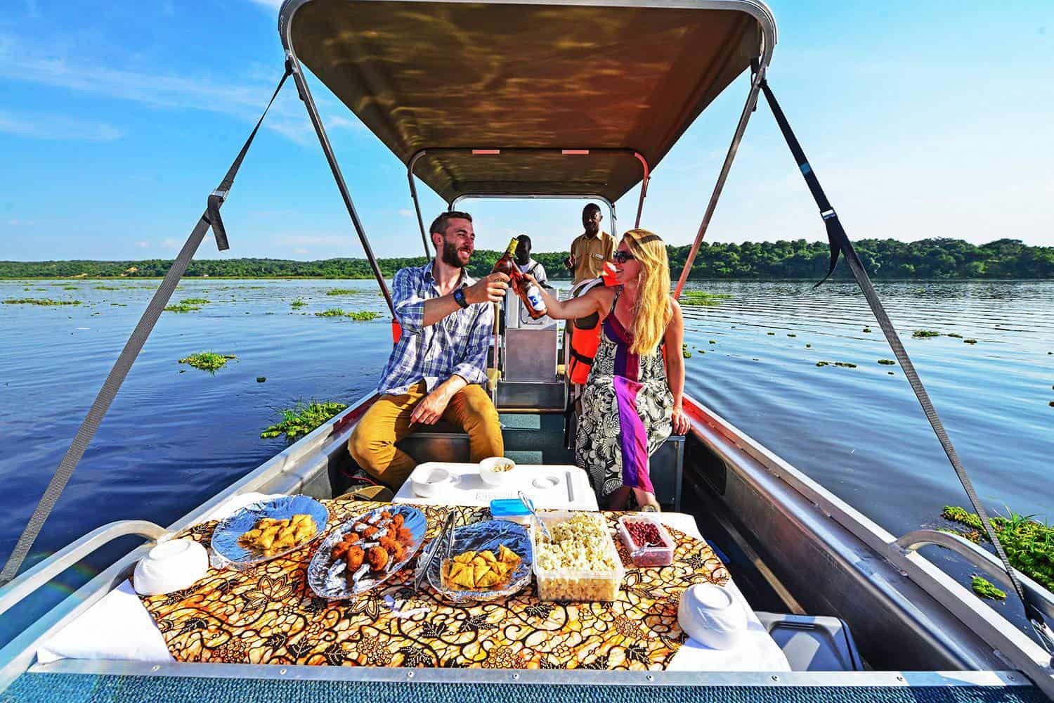 Private helicopter safari honeymoon experience on a boat