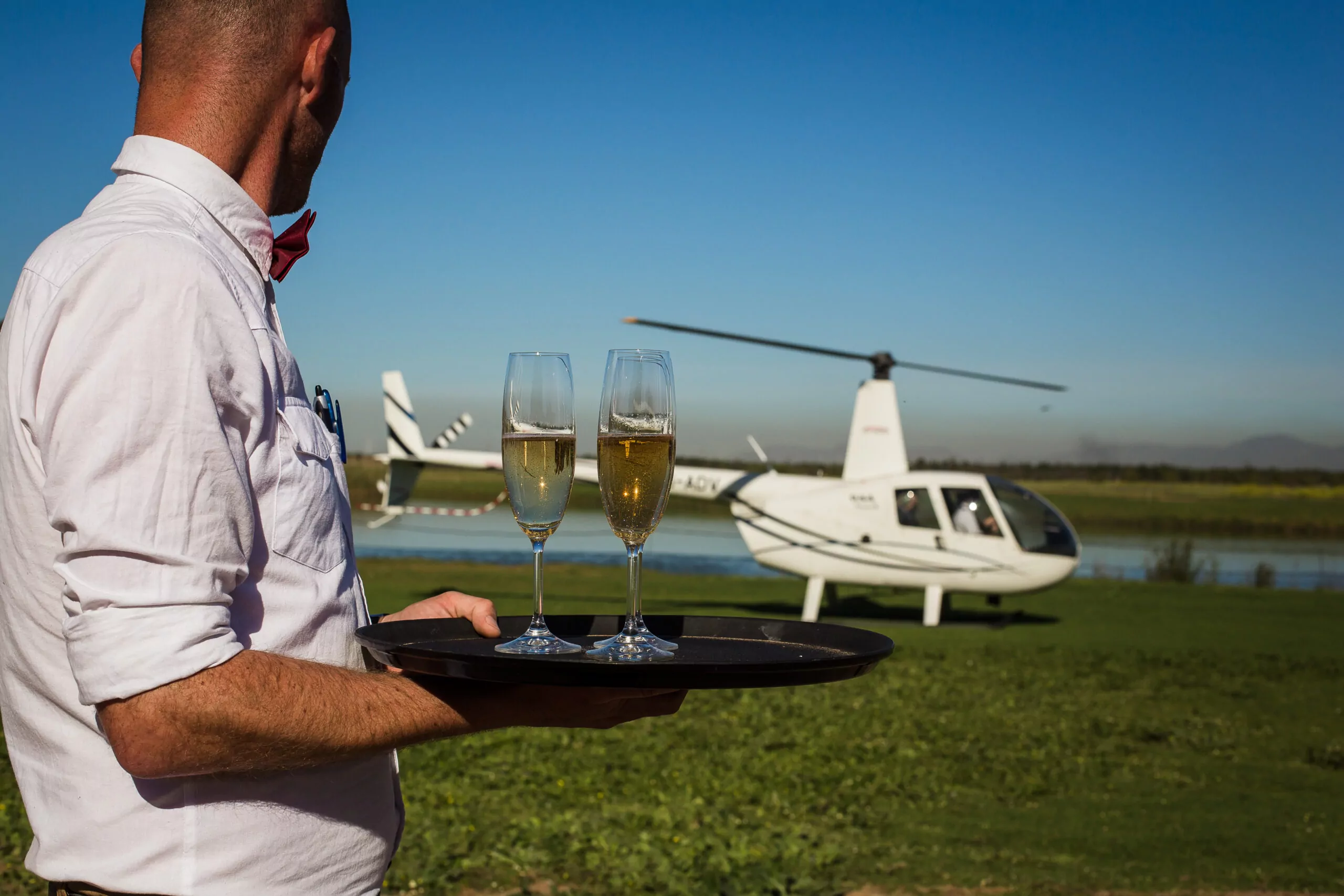 Private helicopter safari honeymoon experience with wine tasting