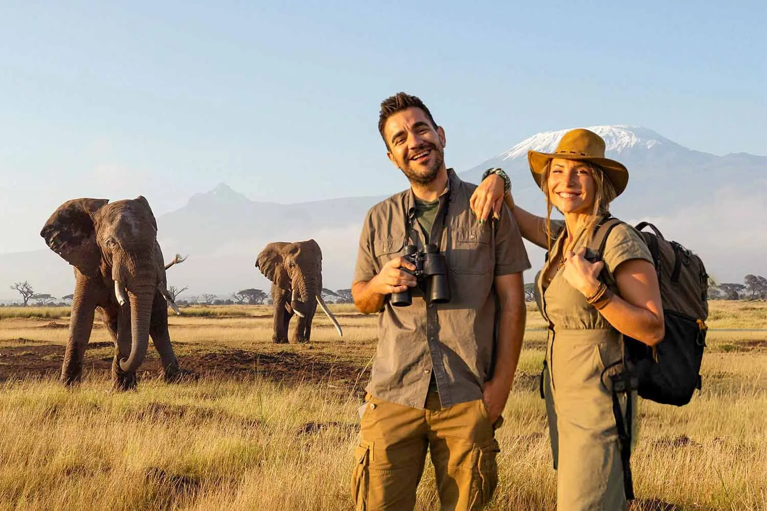 Couple happy on safari honeymoon packing guide