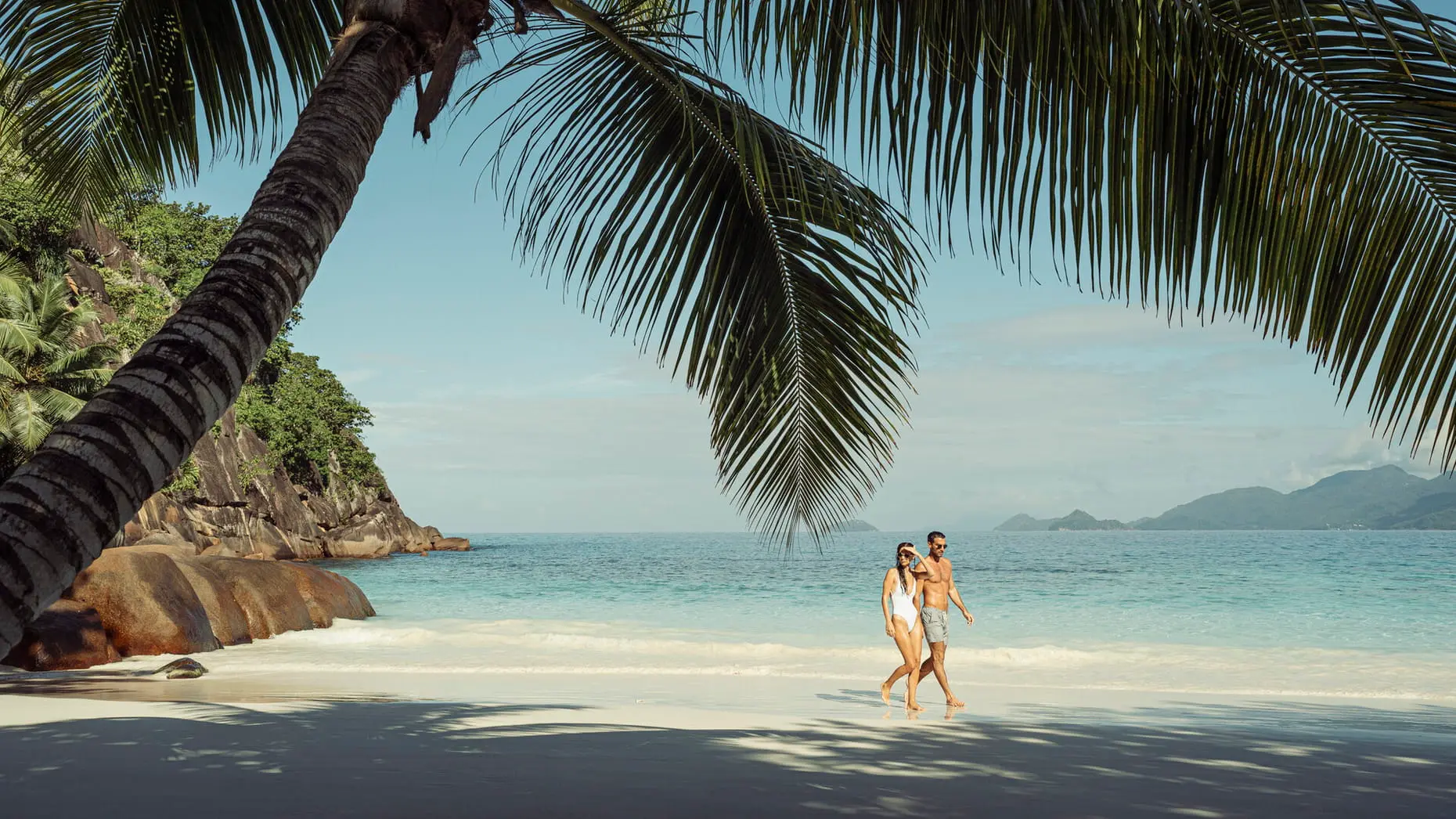 Couple on a walk at Seychelles