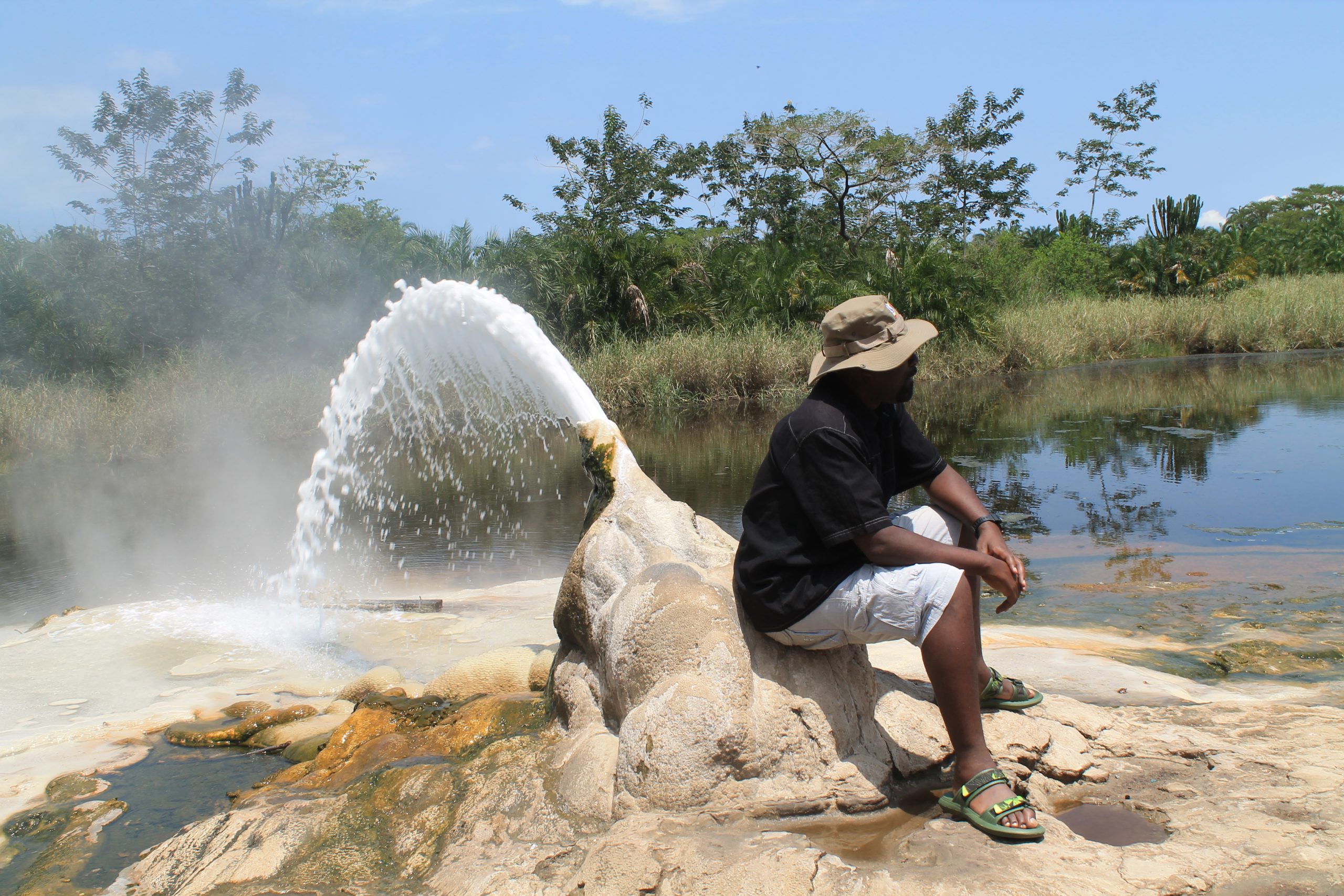 Posing at Sempaya Hot Springs in Semuliki