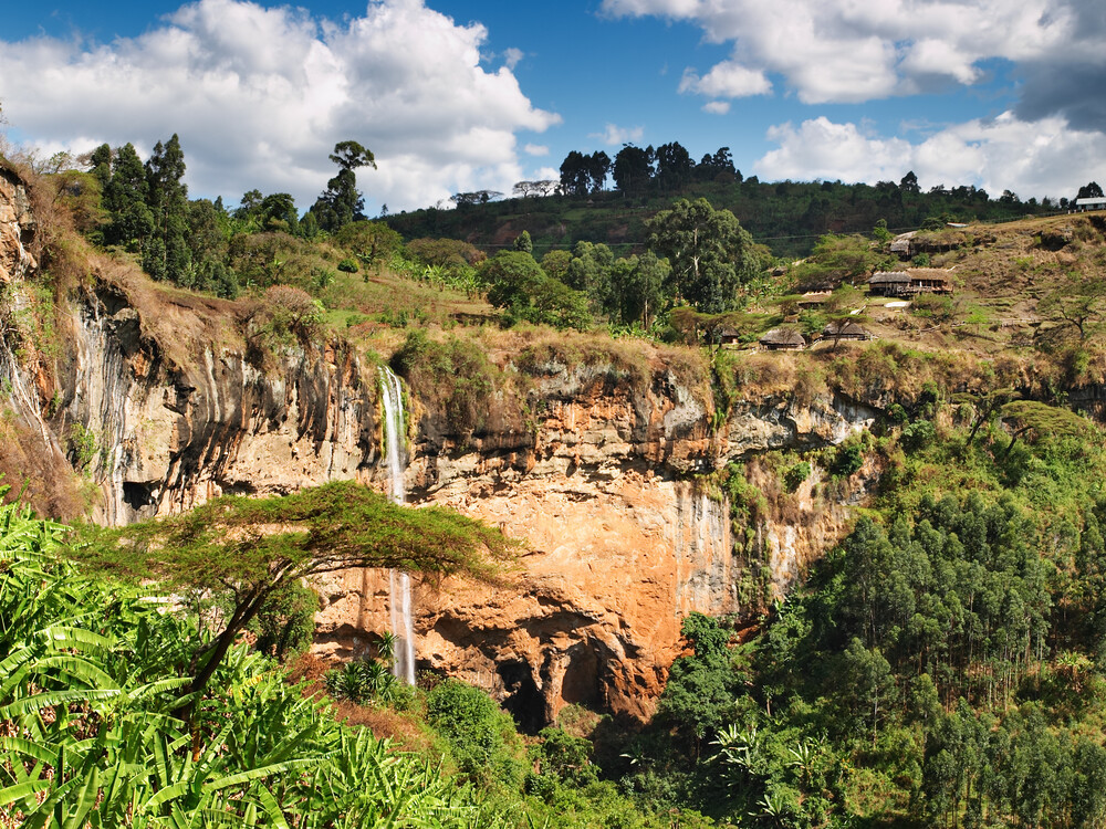 View of Sipi Falls in Uganda