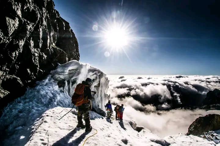 Beautiful sunset during a Mount Rwenzori hiking adventure in Uganda with breathtaking mountain scenery.