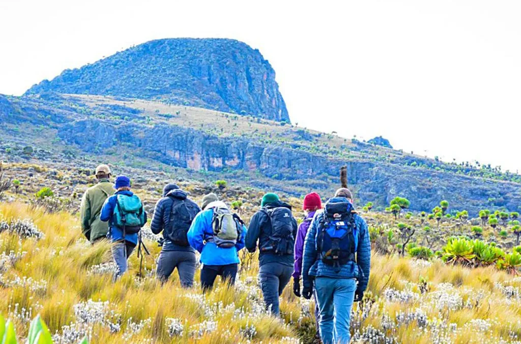Walking along Mount Elgon in Uganda