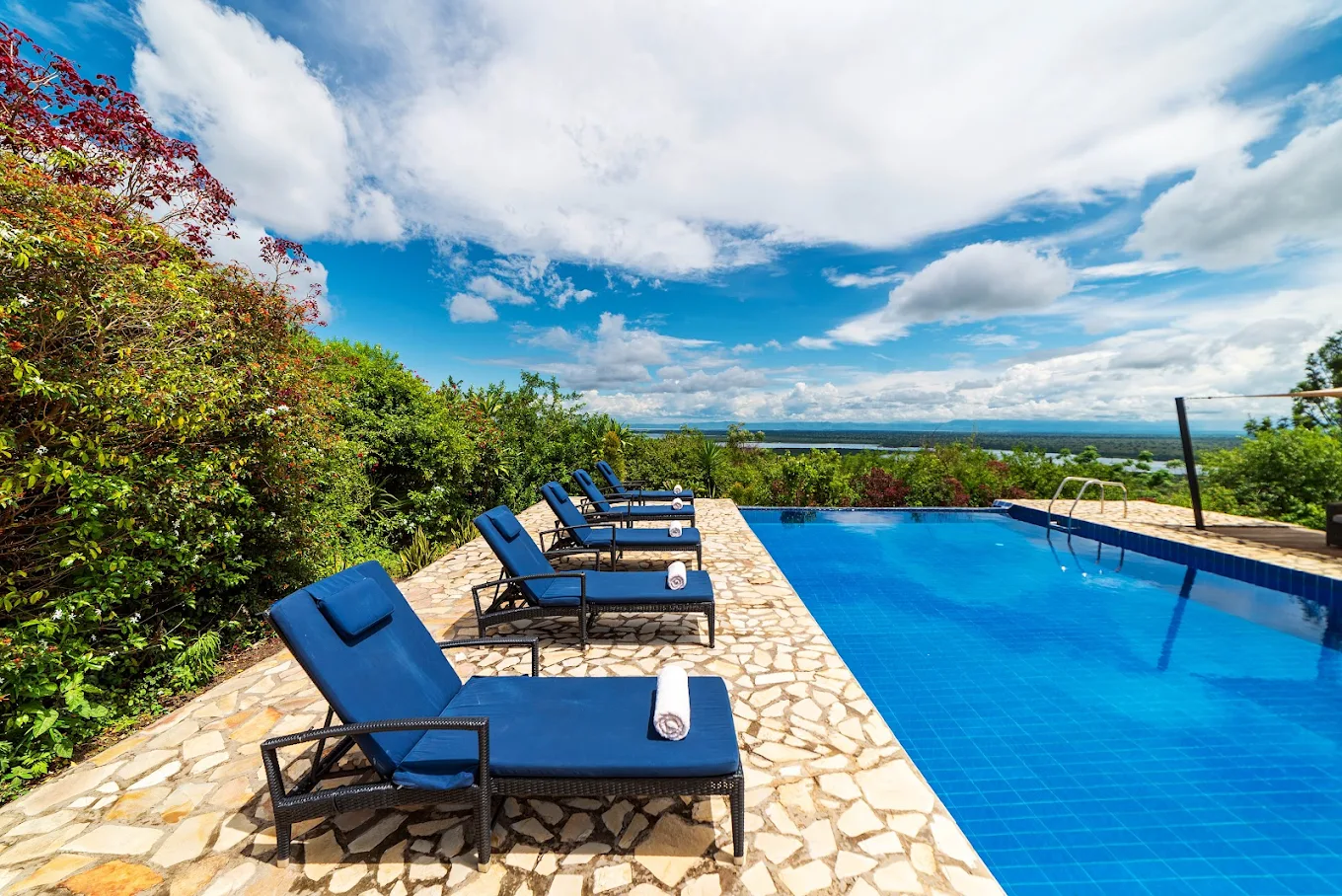 Swimming pool area at Elephant Plains Lodge