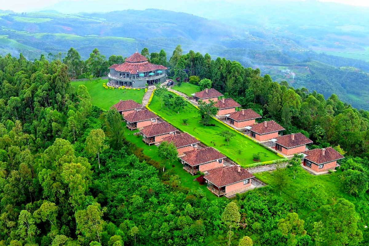 Nyungwe Top Hill Lodge accommodation overlooking the beautiful landscapes near Nyungwe Forest National Park Rwanda.